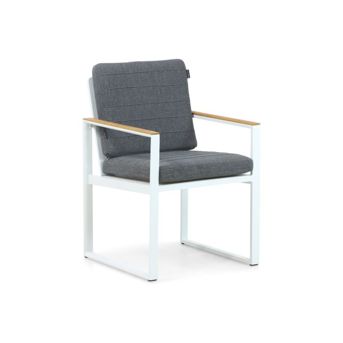 Dining tuinstoel met wit aluminium frame - Vooraanzicht