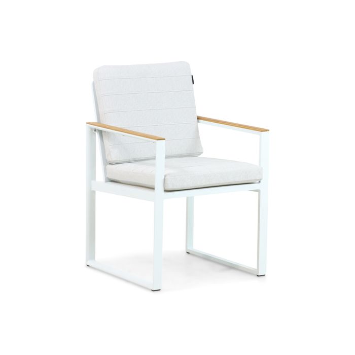 Moderne tuinstoel met wit aluminium frame - Vooraanzicht
