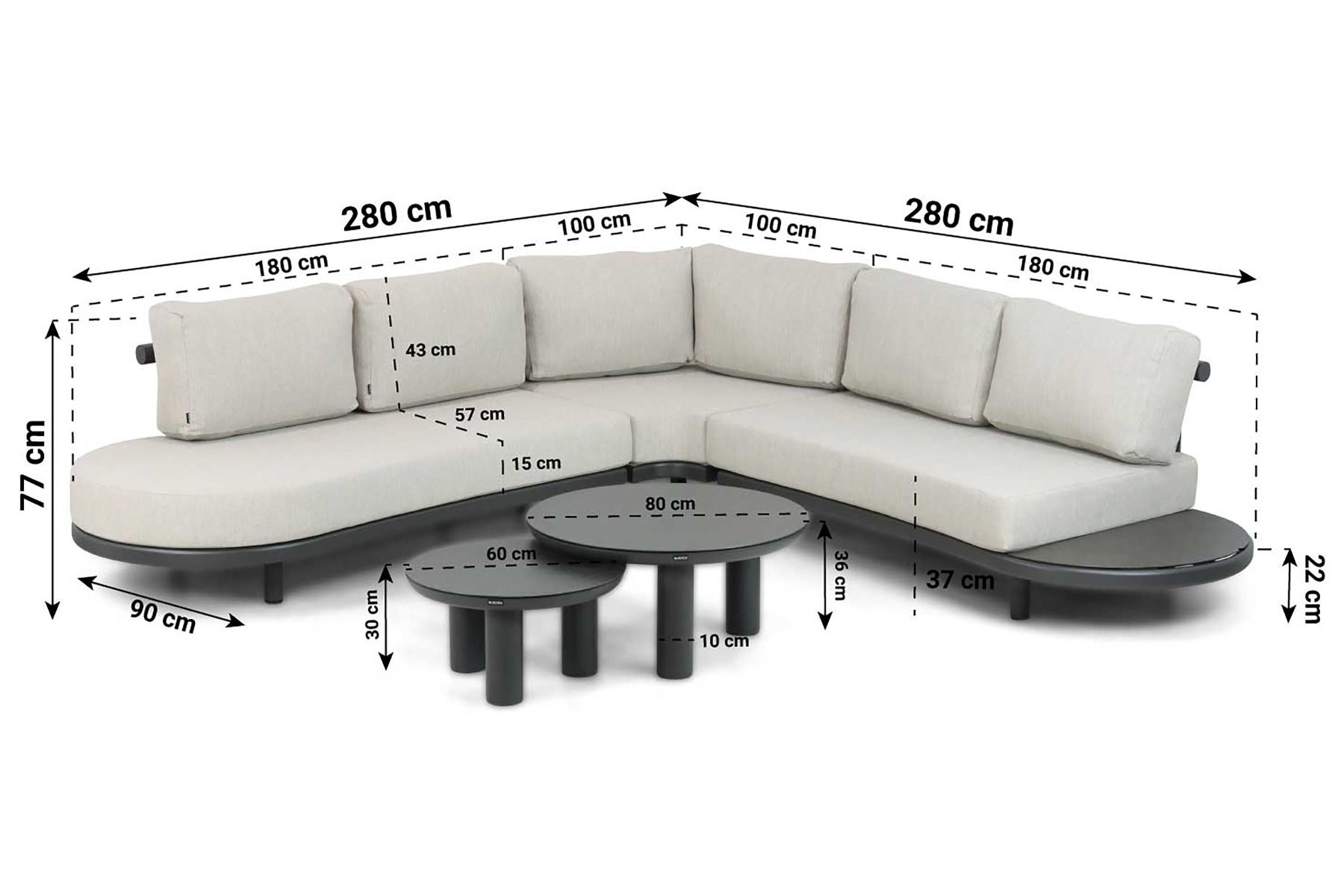 Lifestyle Harmonic hoek loungeset 5-delig
