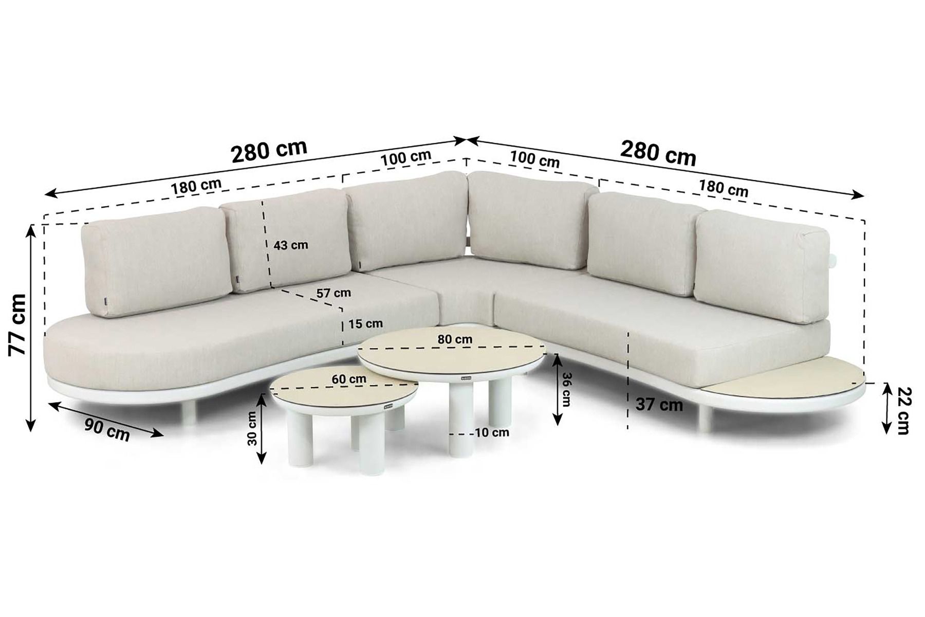 Lifestyle Harmonic hoek loungeset 5-delig