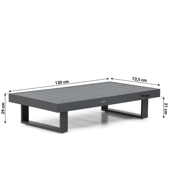 Tuintafel met afmetingen – rechthoekige tafel van antraciet aluminium en aluminium blad Tuintafel met afmetingen – rechthoekige tafel van antraciet aluminium en aluminium blad