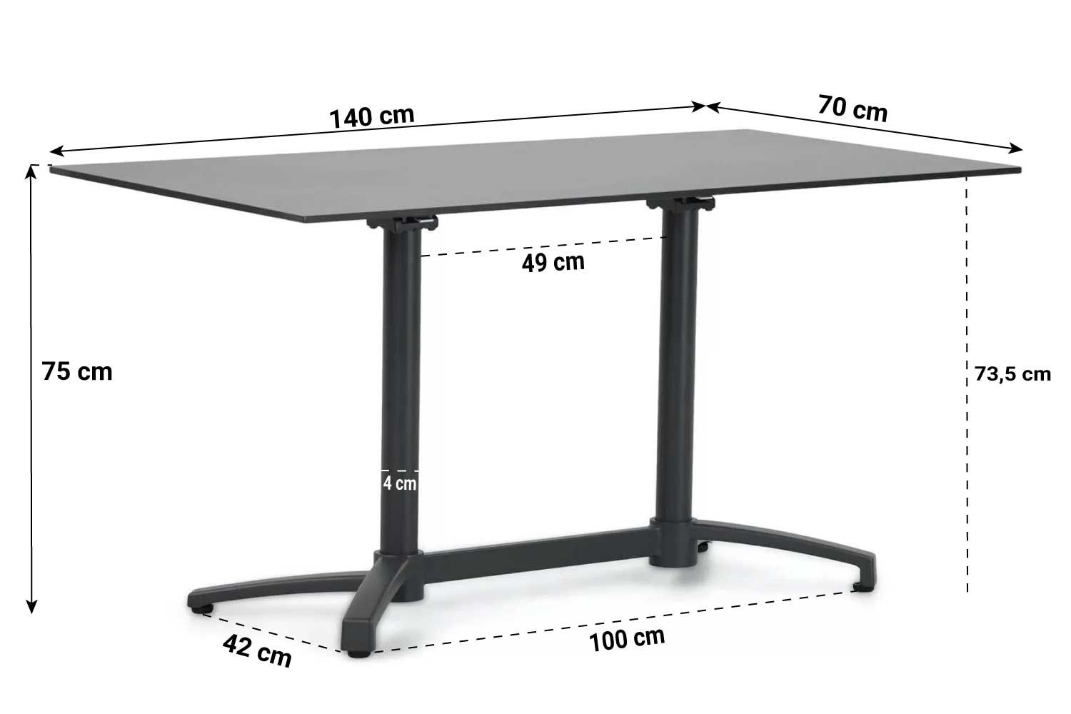 Lifestyle Marano dining tuintafel inklapbaar 140 x 70 cm