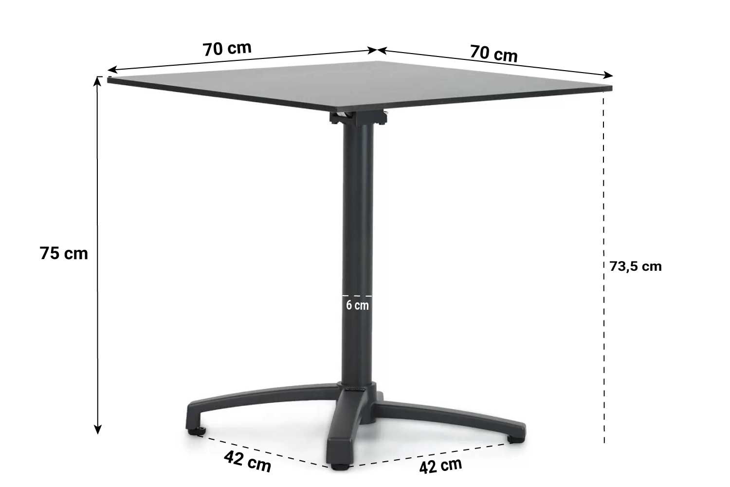 Lifestyle Marano dining tuintafel inklapbaar 70 x 70 cm thumbnail