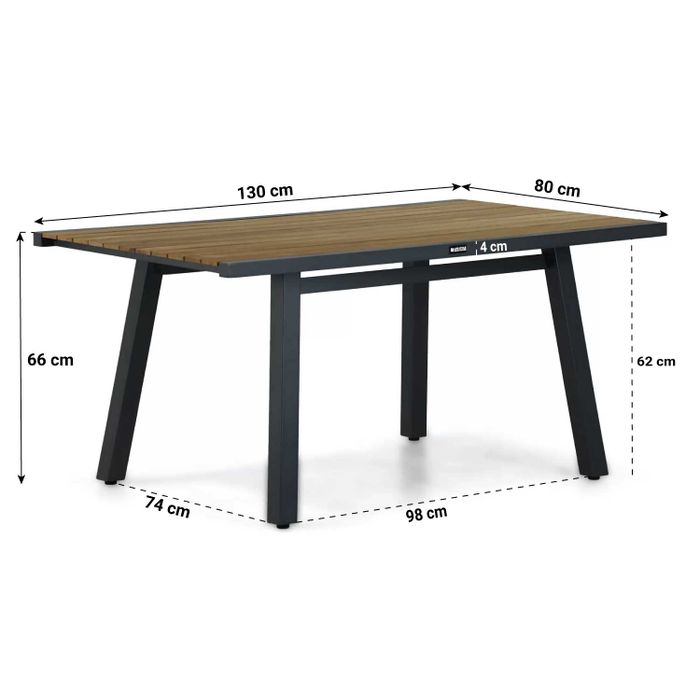 Lifestyle Marseille lounge/dining tuintafel 130 x 80 cm