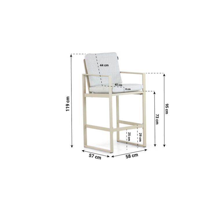 Barstoel met afmetingen - Moderne barstoel met loft aluminium frame