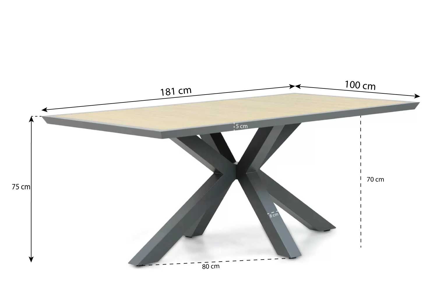 Lifestyle Marietta/Palermo 181 cm dining tuinset 5-delig thumbnail