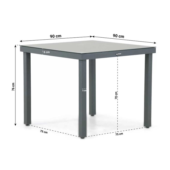 Lifestyle Rome/Porto 90 cm dining tuinset 5-delig