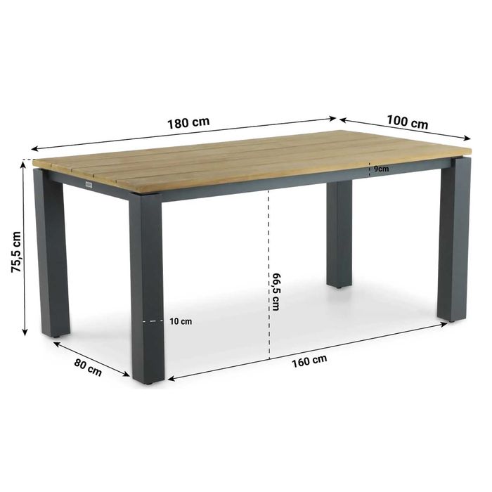 Lifestyle Verona/Riviera 180 cm dining tuinset 5-delig