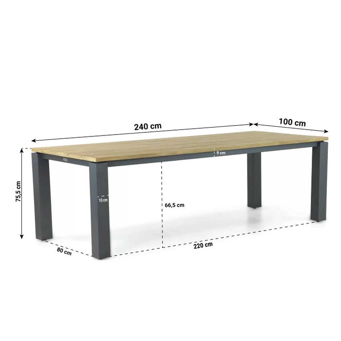 Lifestyle Verona/Riviera 240 cm dining tuinset 7-delig