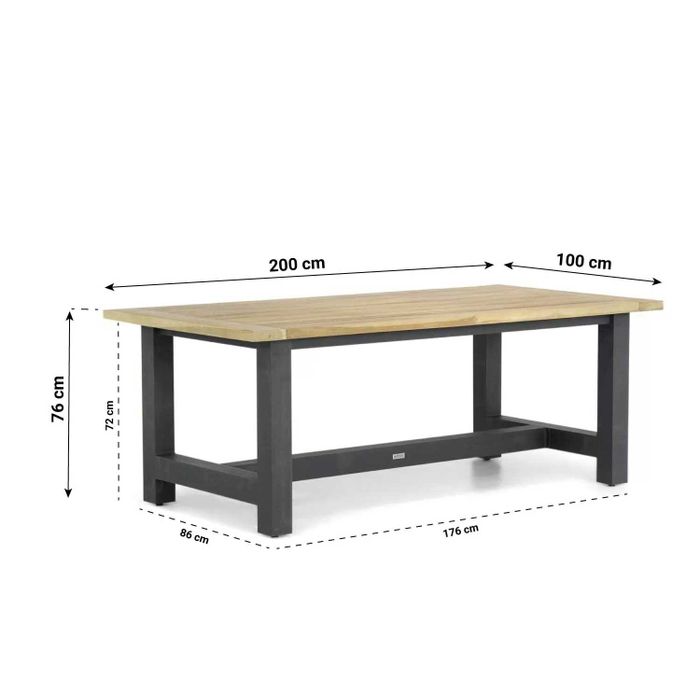 Lifestyle Rome/San Francisco 200 cm dining tuinset 5-delig