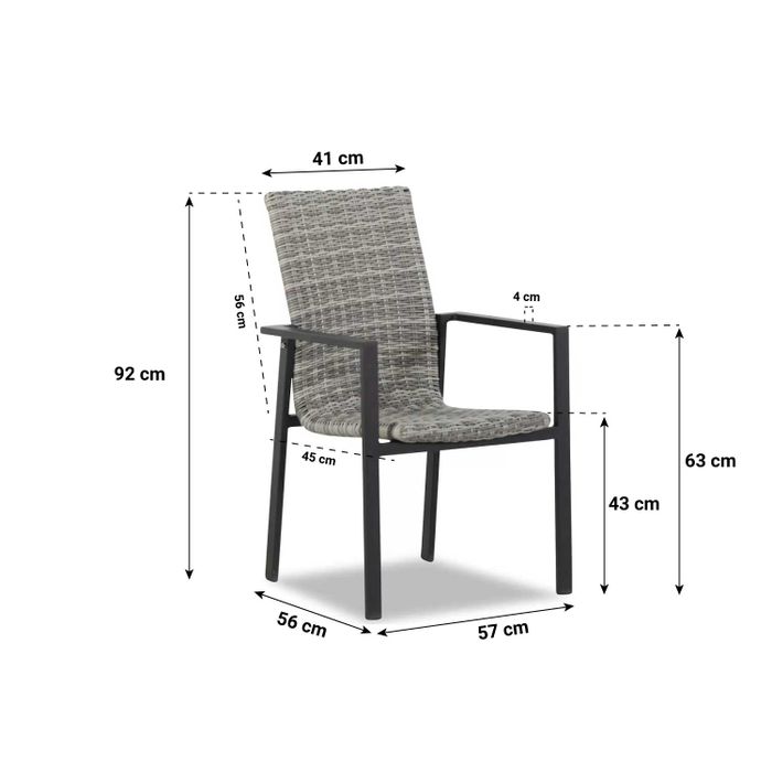 Lifestyle Upton/Graniet 300 cm dining tuinset 9-delig stapelbaar