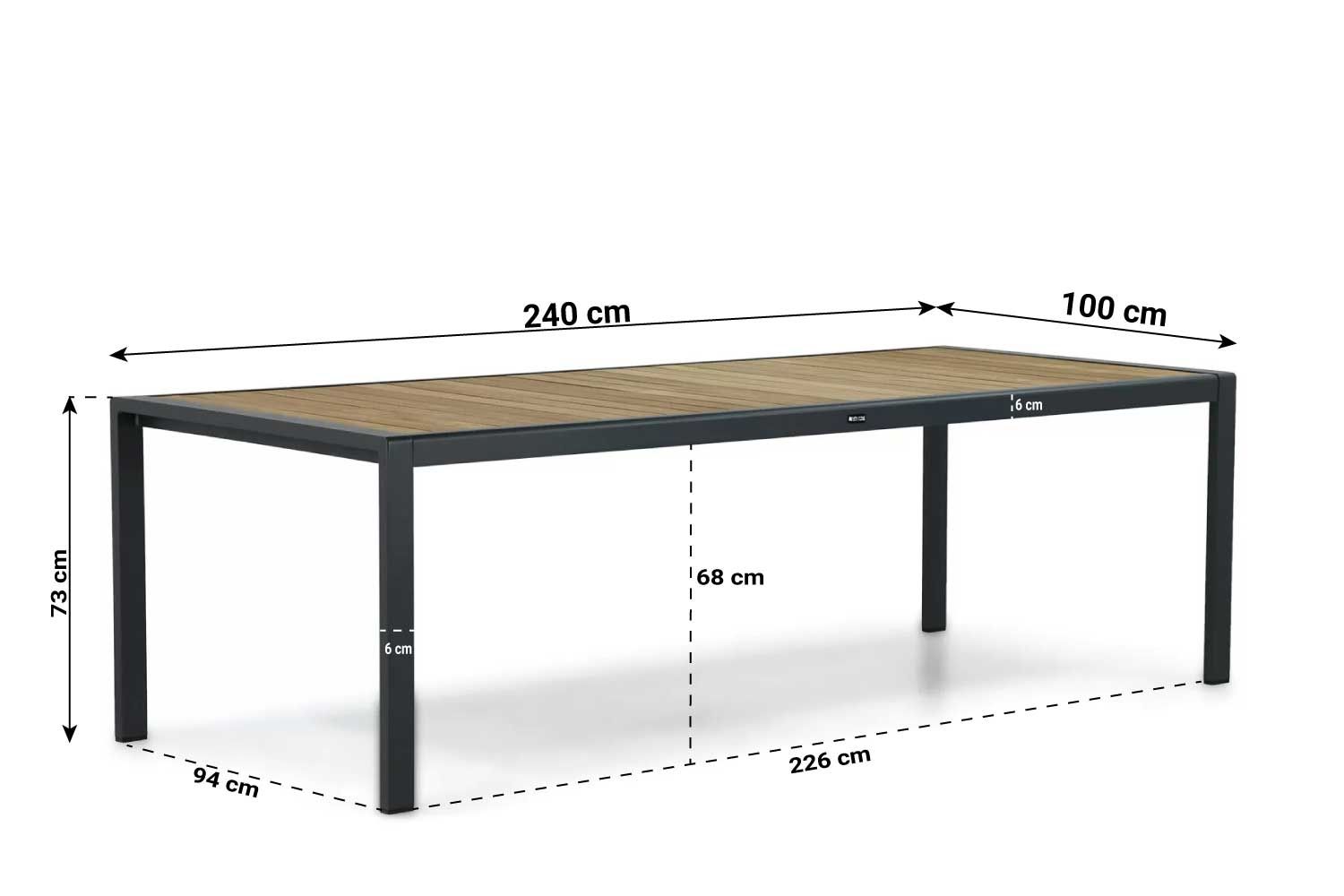 Presto Tarenta/Valence 240 cm dining tuinset 7-delig