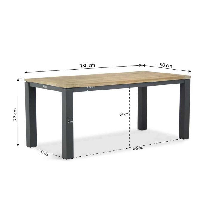 Santika Shadow/Veneto 180 cm dining tuinset 5-delig