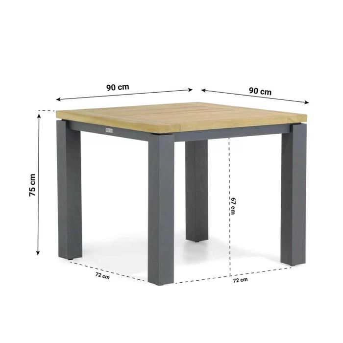 Santika Zaga/Veneto 90 cm dining tuinset 5-delig