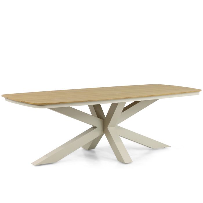 Rechthoekige tuintafel met loft aluminium frame en polywood blad – vooraanzicht