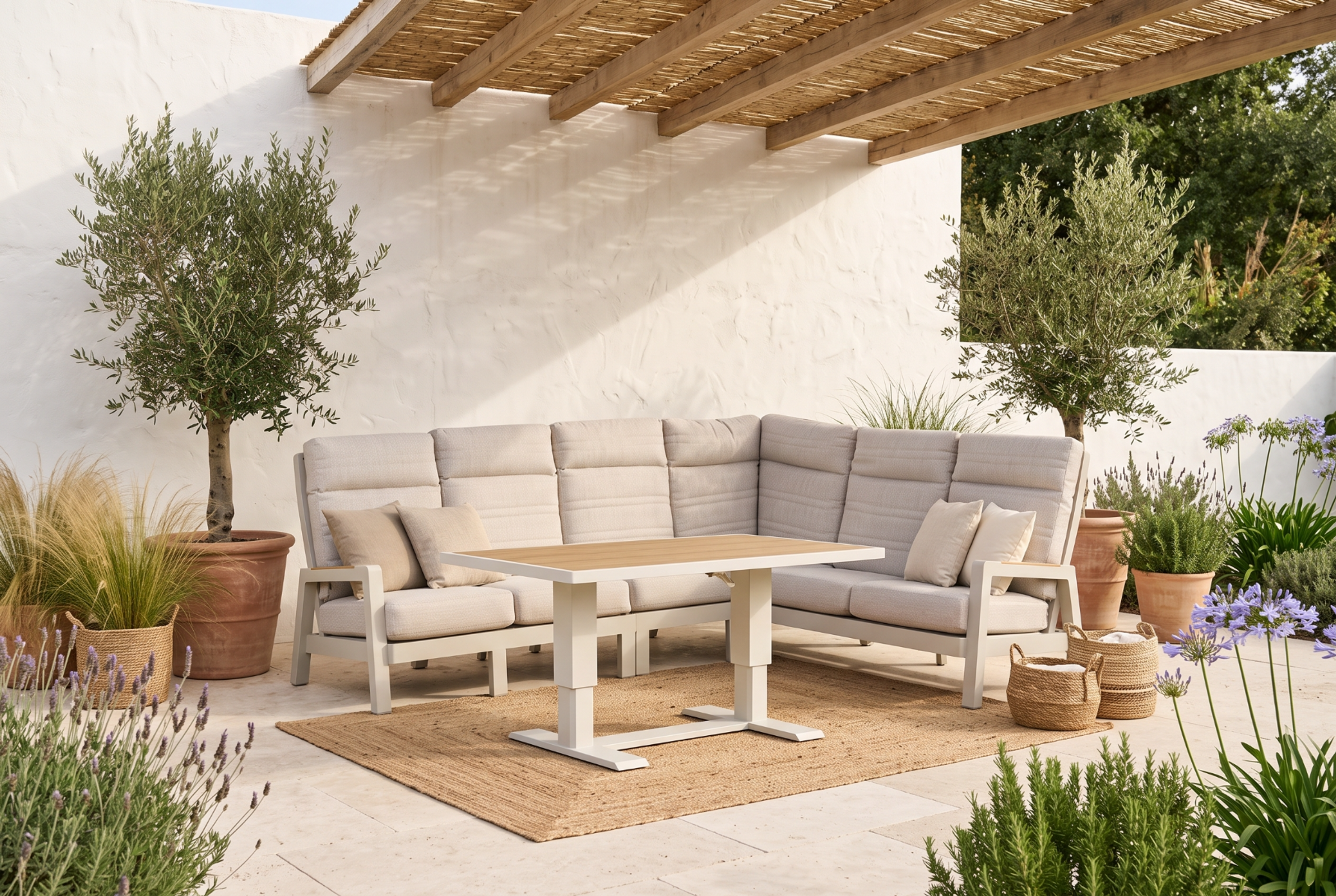 Lifestyle Garden Furniture Evora hoek loungeset 5-delig – Taupe-naturel-bruin