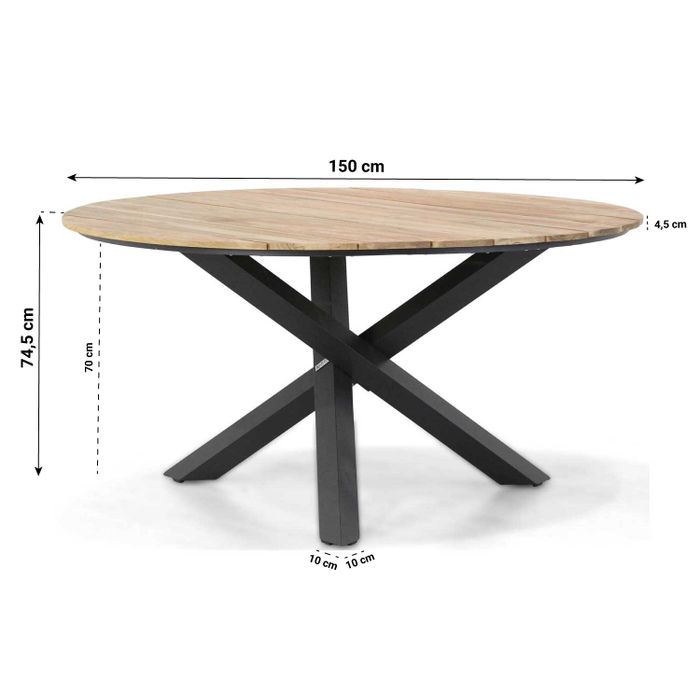 Lifestyle Rosello/Fabriano 150 cm dining tuinset 7-delig