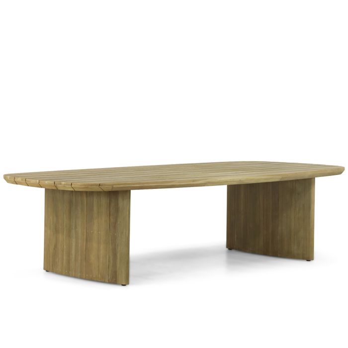 Rechthoekige tuintafel met teakhout frame – vooraanzicht