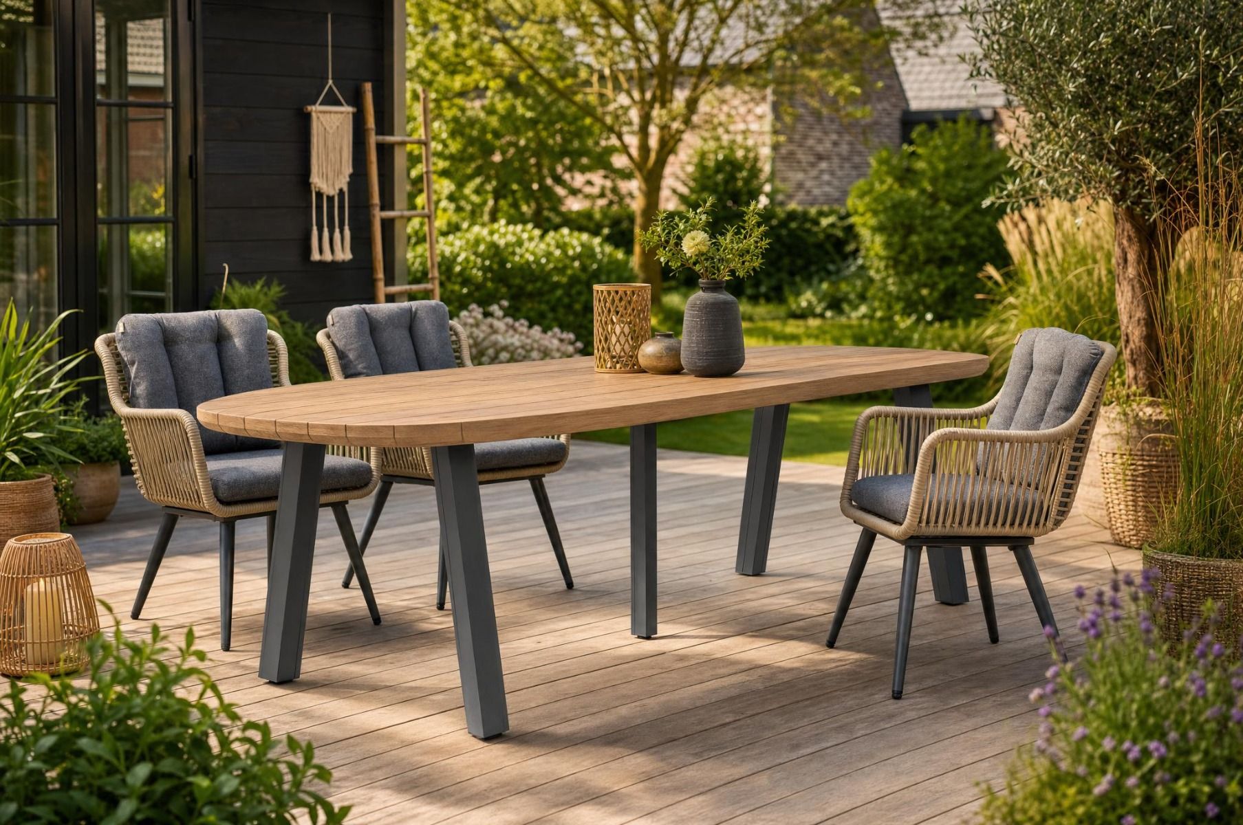 Lifestyle Falcon/Glasgow dining tuintafel 300 x 100 cm antracite
