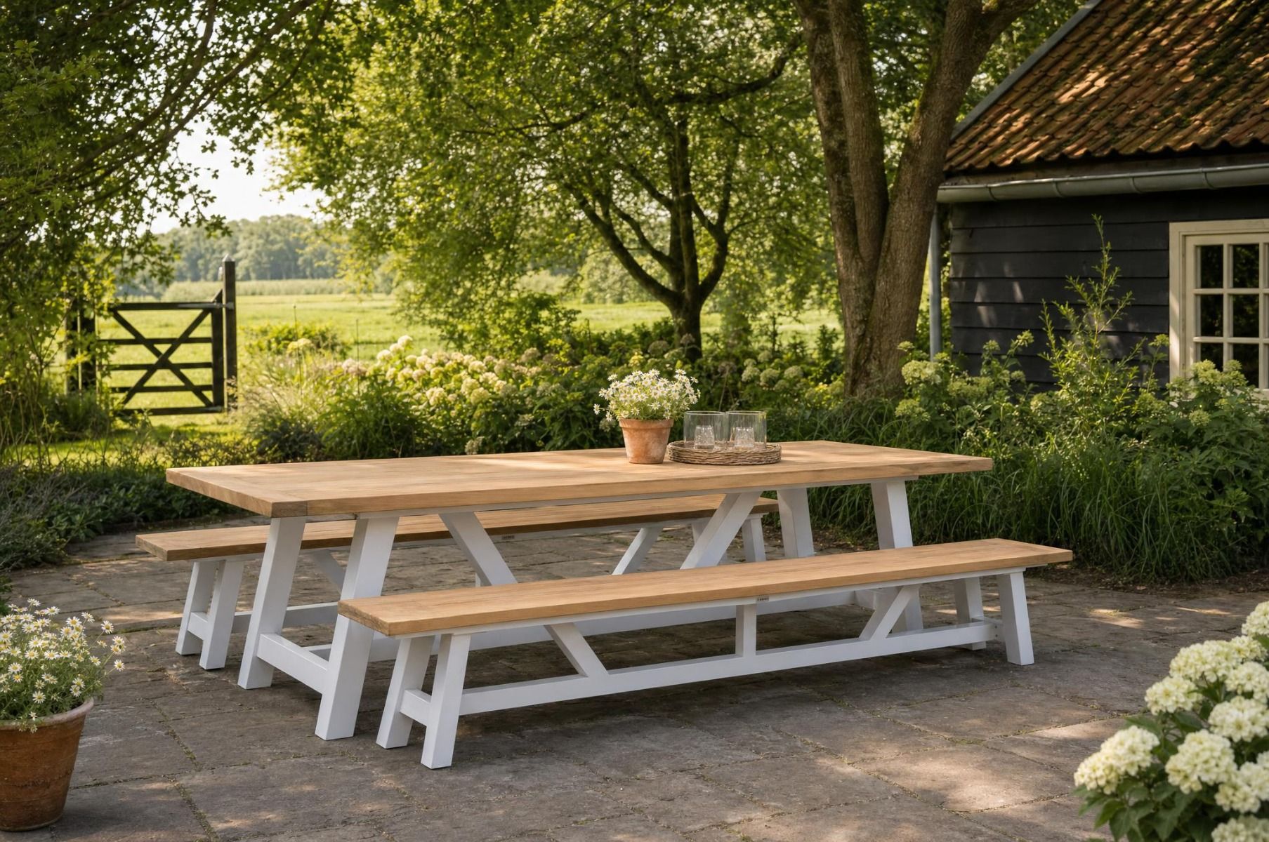 Lifestyle Florence teak picknick tuinset 330 cm 3-delig