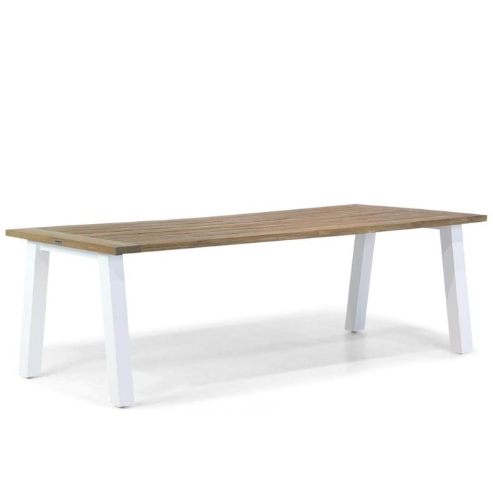 Rechthoekige tuintafel met wit aluminium frame – vooraanzicht