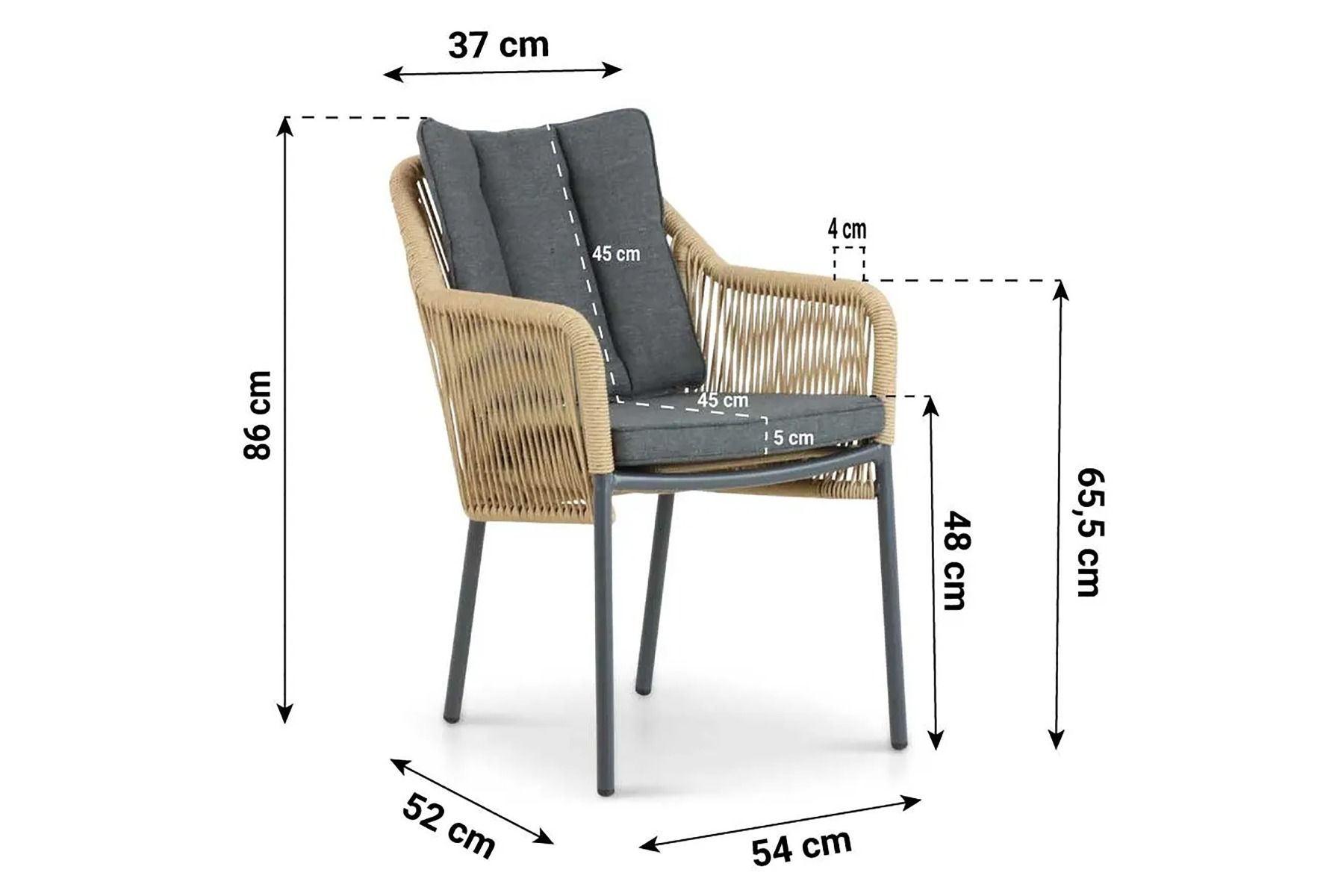 De Laan Marbella/Weston 90 cm dining tuinset 5-delig