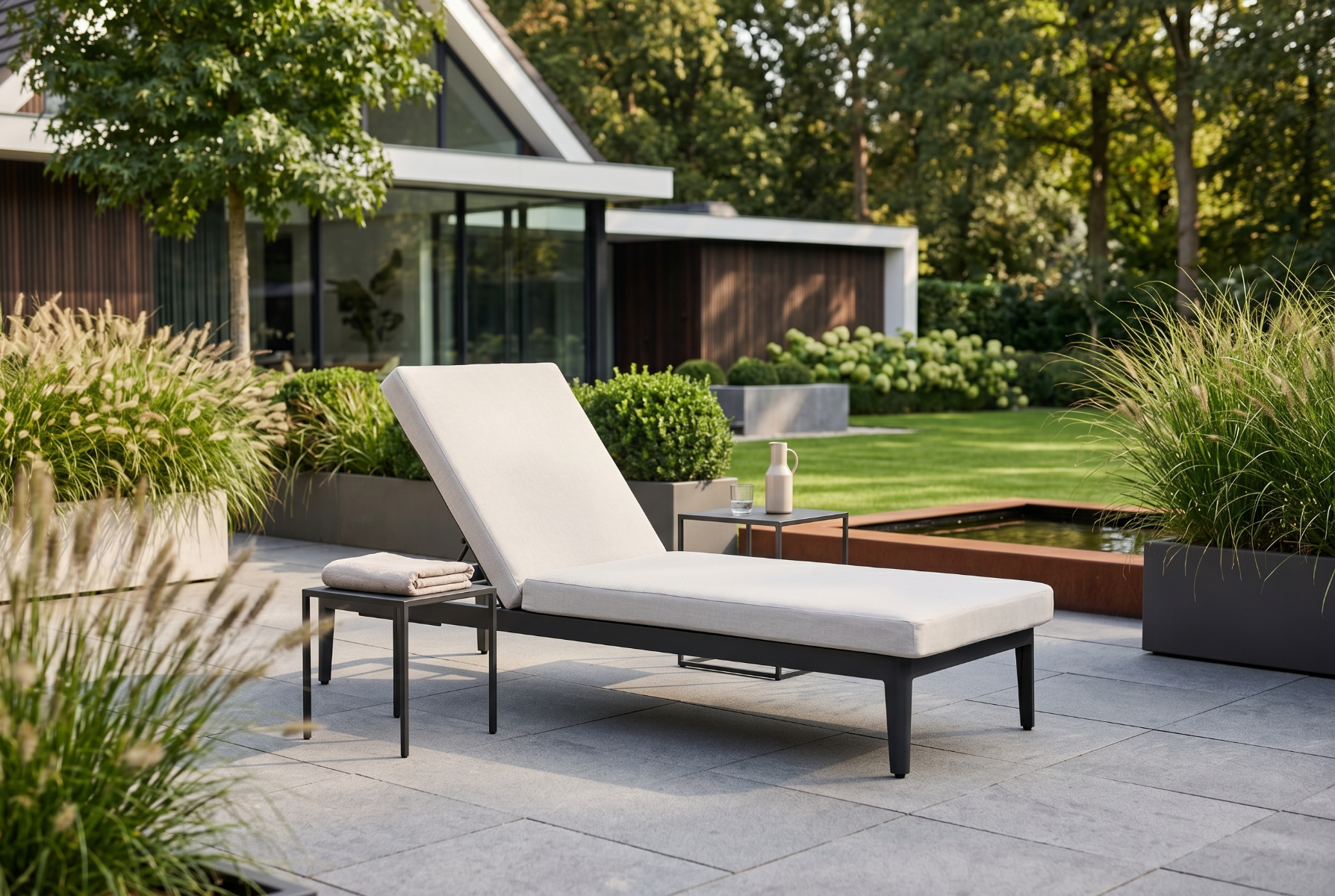 Lifestyle Mateo ligbed met kussen antraciet/soft grey