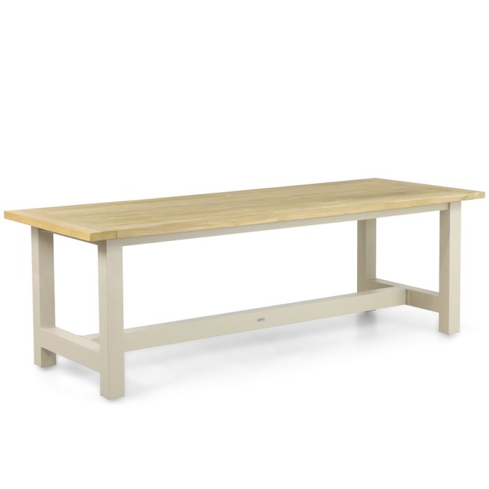 Rechthoekige tuintafel met loft aluminium frame en teakhout blad – vooraanzicht Rechthoekige tuintafel met loft aluminium frame en teakhout blad – vooraanzicht