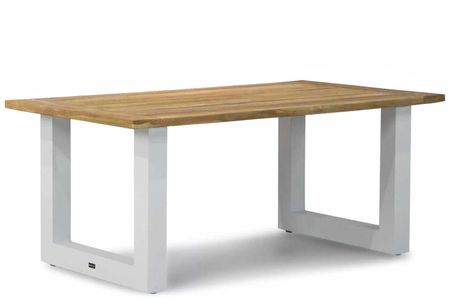 Rechthoekige tuintafel met wit aluminium frame – vooraanzicht