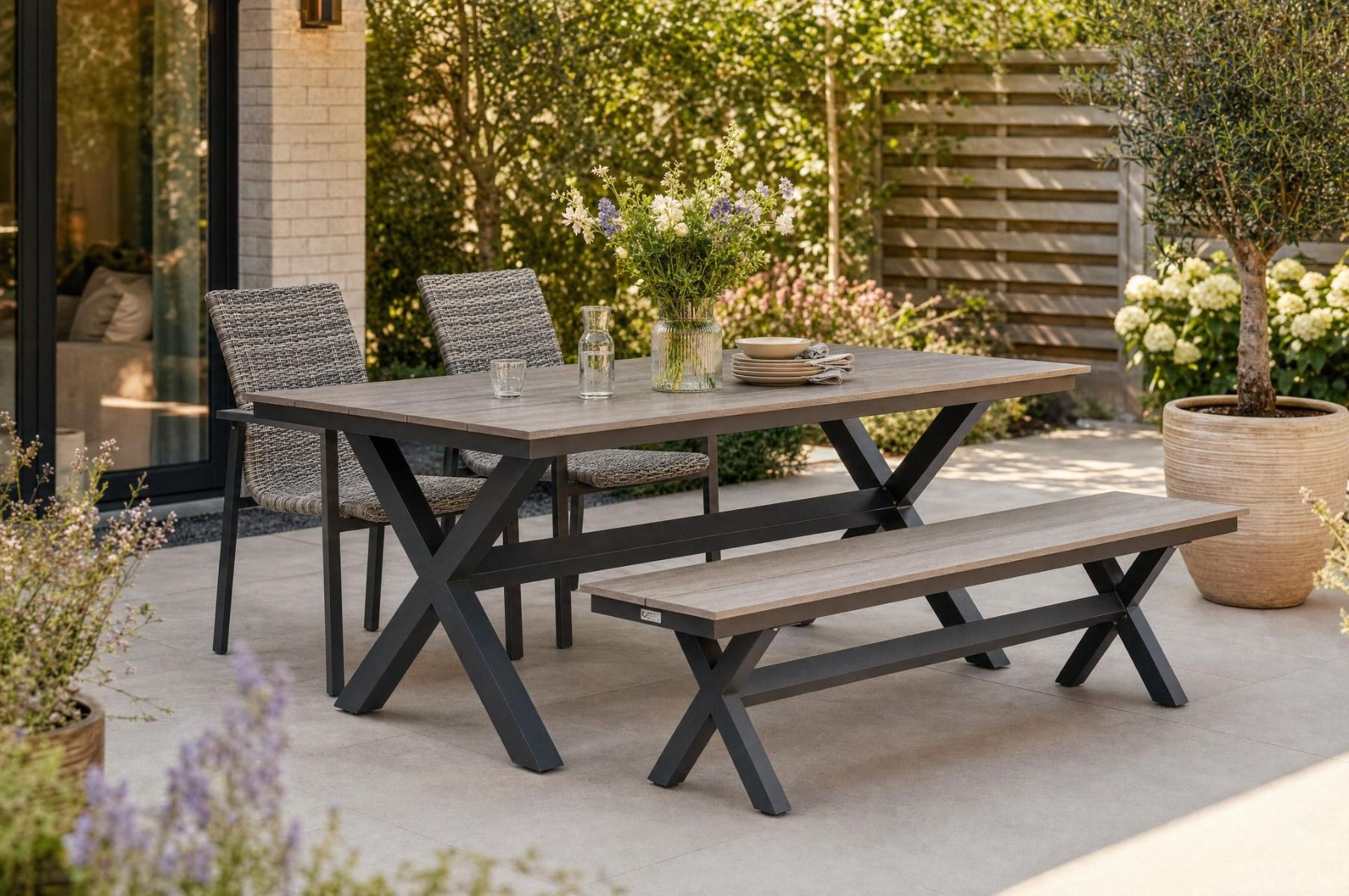 Lifestyle Upton/Forest 180 cm dining tuinset 4-delig