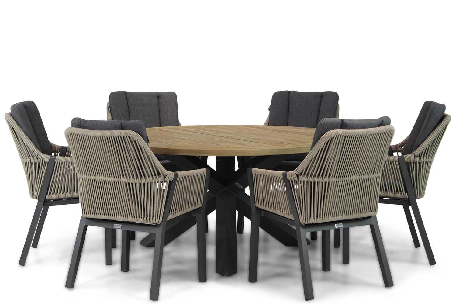 Lifestyle Verona/Rockville 160 cm rond dining tuinset 7-delig