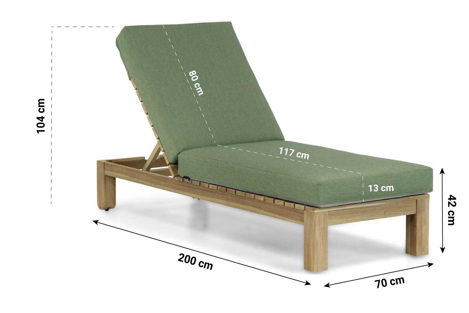 Santika Arlington lounger met green kitsilano kussen