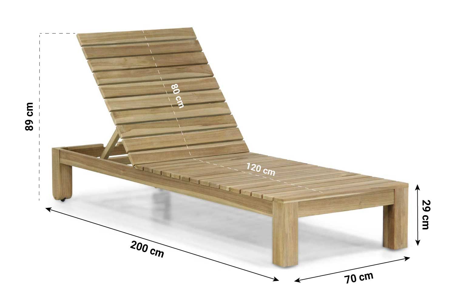 Santika Arlington lounger met antraciet kussen