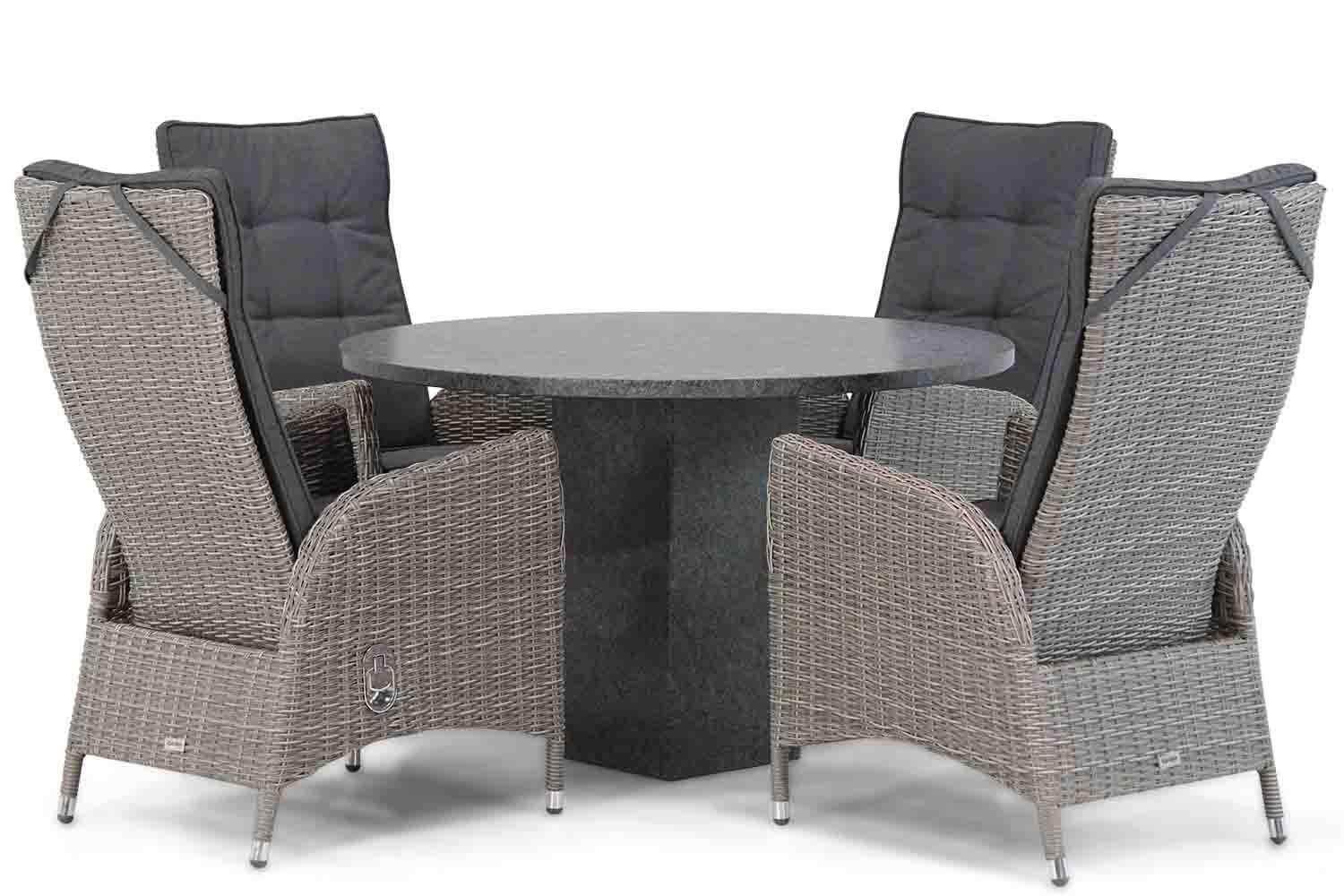 Garden Collections Lincoln/Graniet 120 cm rond dining tuinset 5-delig thumbnail