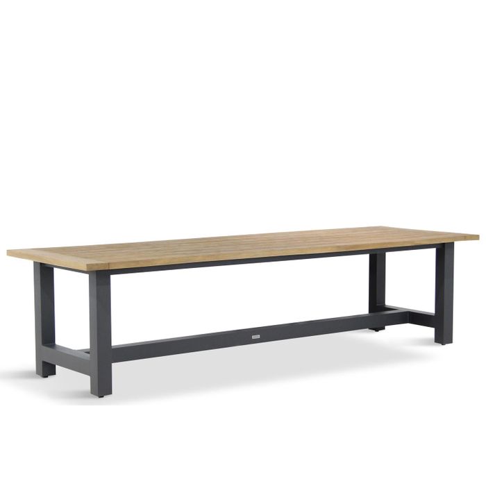 Moderne rechthoekige tuintafel met antraciet aluminium frame – vooraanzicht