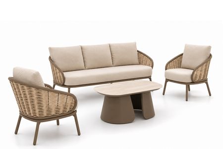 Apple Bee Pine Key/Miyoura stoel-bank loungeset 4-delig