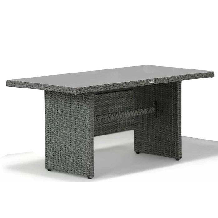 Rechthoekige tuintafel met antraciet wicker frame – vooraanzicht