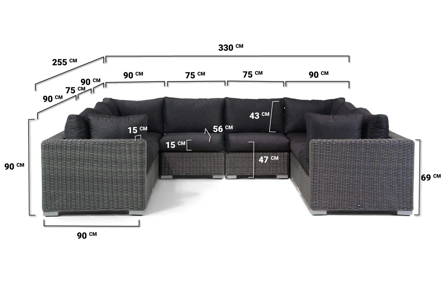 Garden Collections Toronto U-vorm loungeset 8-delig