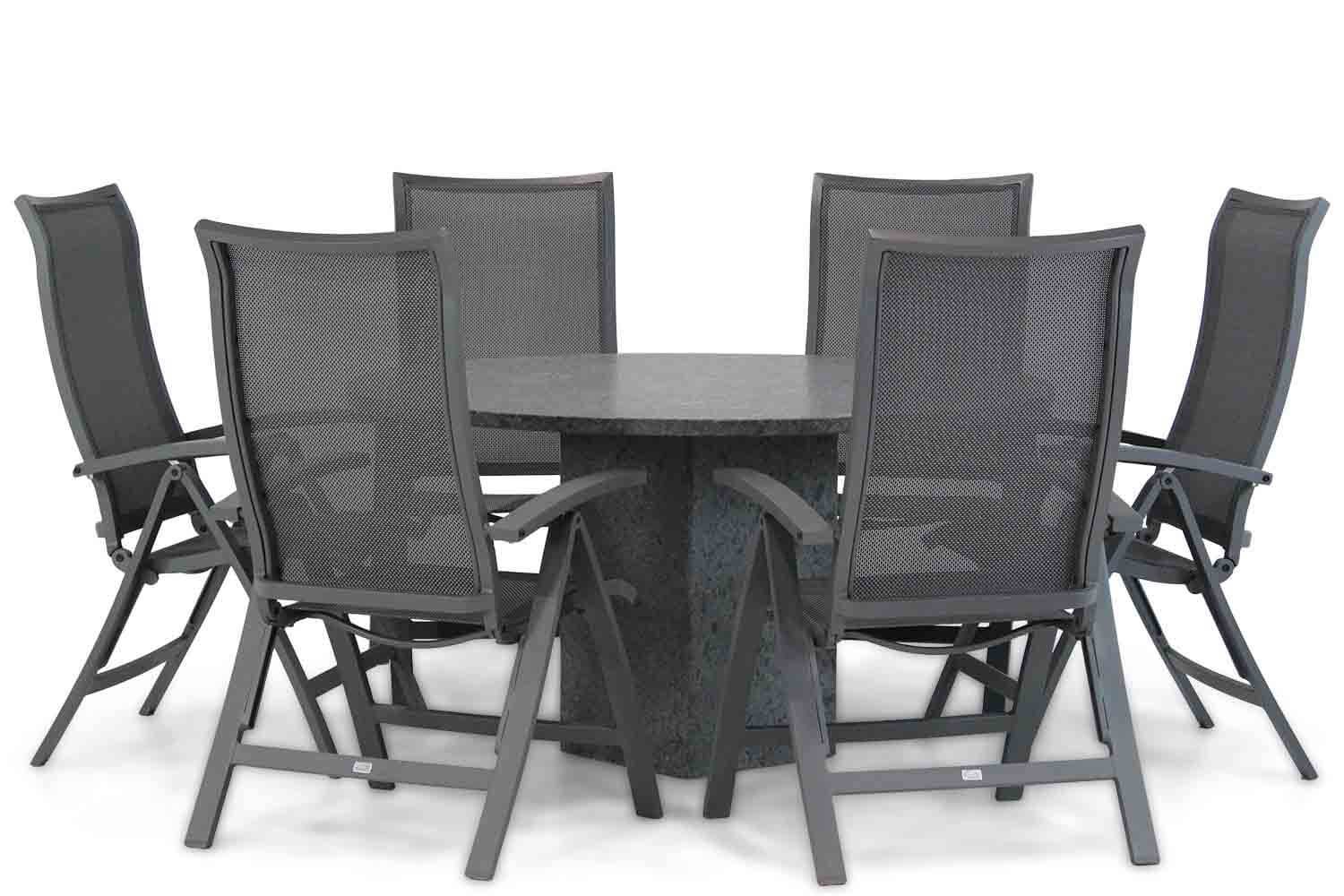 Presto Lucardo/Graniet 140 cm rond dining tuinset 7-delig thumbnail