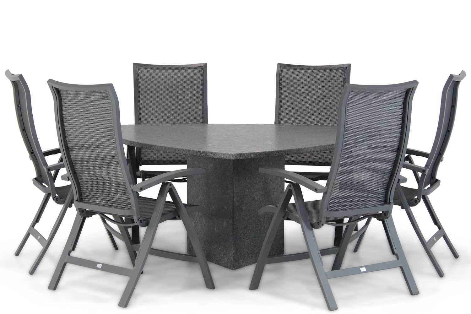 Presto Lucardo/Graniet 170 cm triangel dining tuinset 7-delig thumbnail