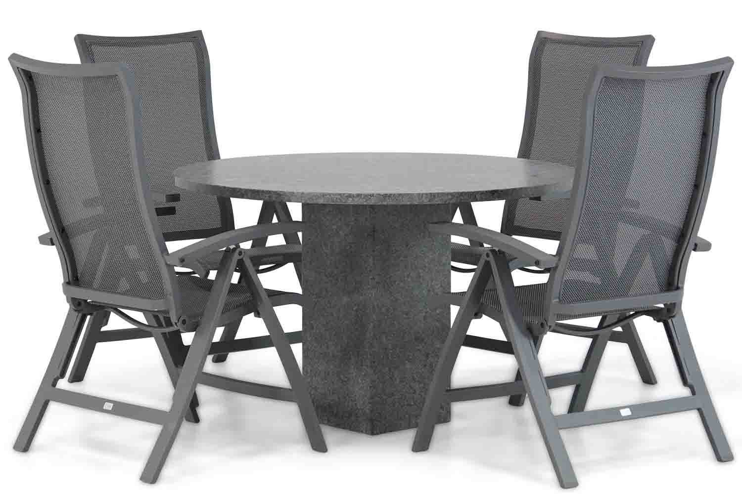 Presto Lucardo/Graniet 120 cm rond dining tuinset 5-delig thumbnail