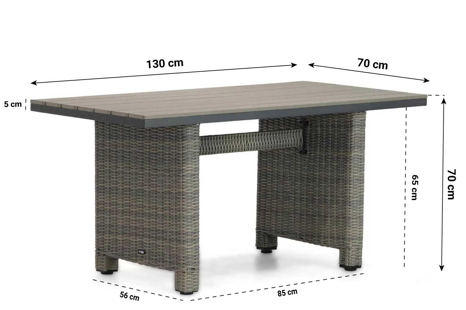 Garden Collections Chicago/Lusso 130 cm dining loungeset 4-delig