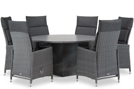 Garden Collections Madera/Graniet rond 140 cm dining tuinset 7-delig