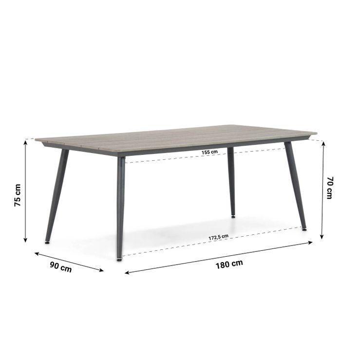 Lifestyle Nice/Matale 180 cm dining tuinset 5-delig