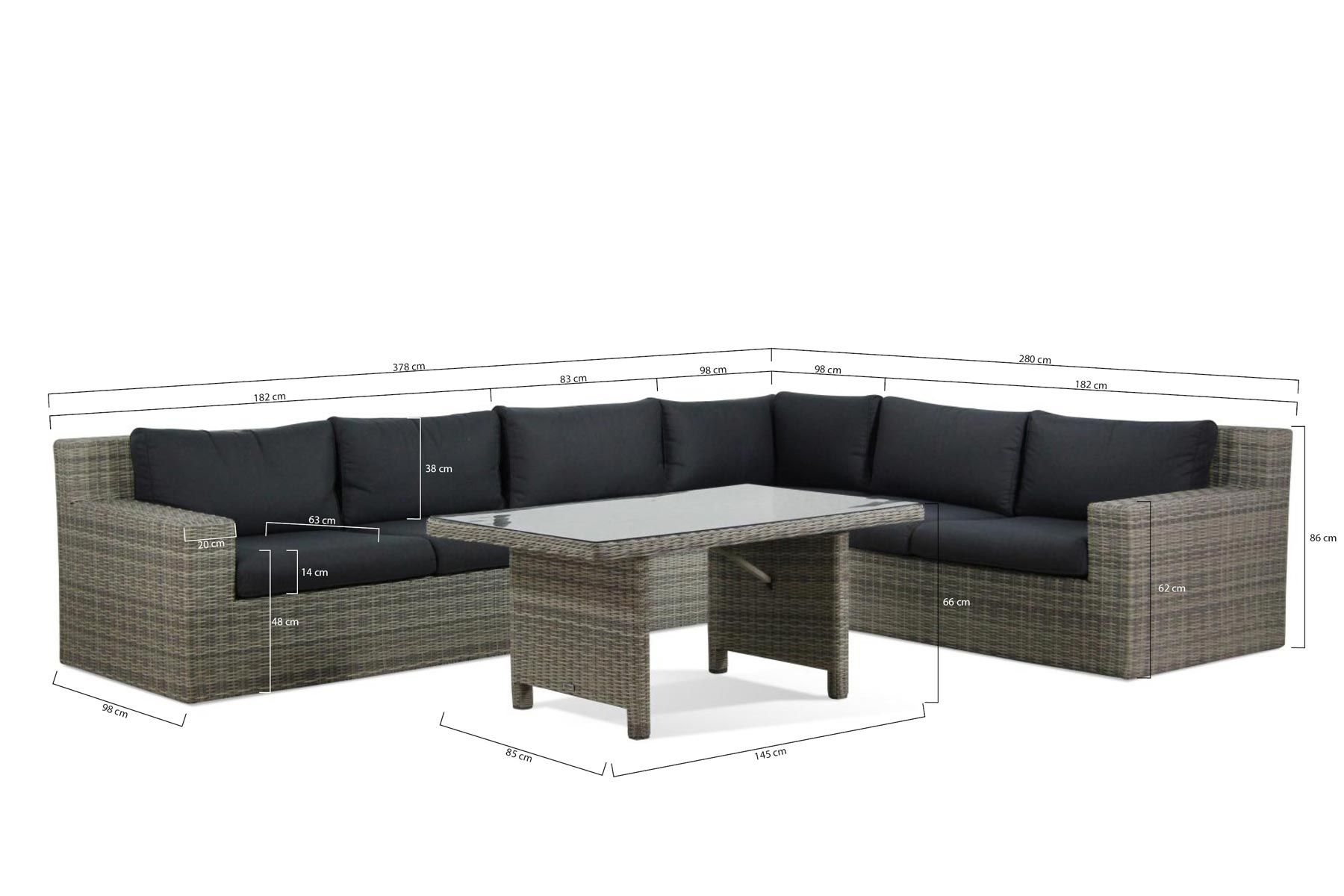 Garden Collections Amico/Napoli dining loungeset 5-delig