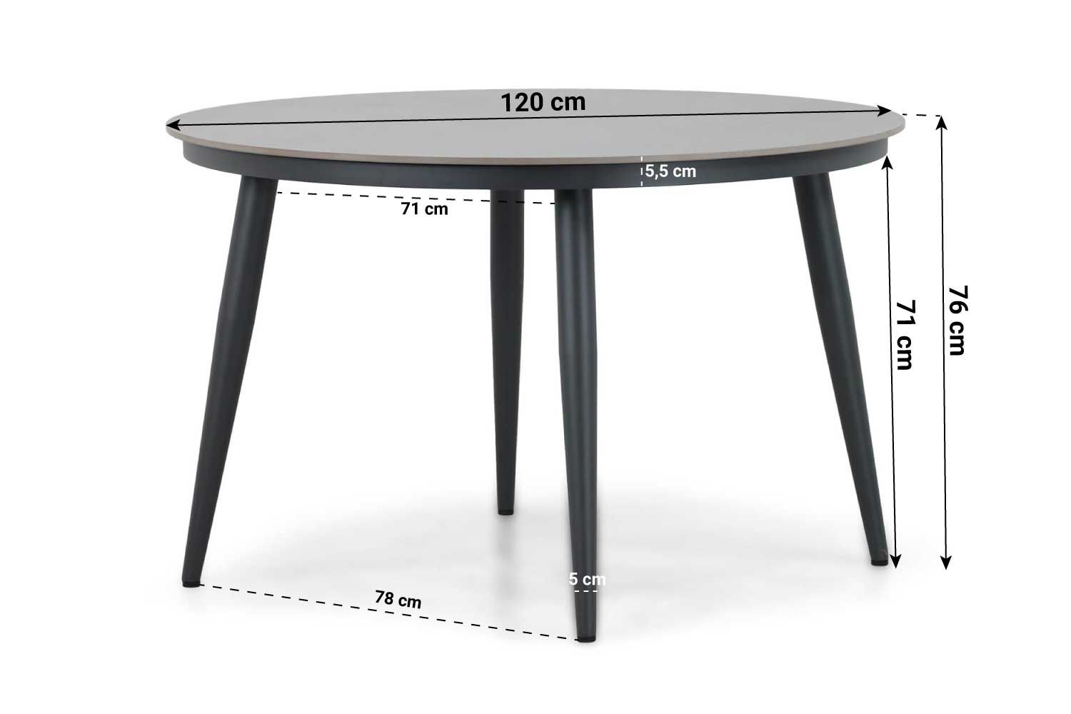Coco Custa/Vienna 120 cm dining tuinset 5-delig