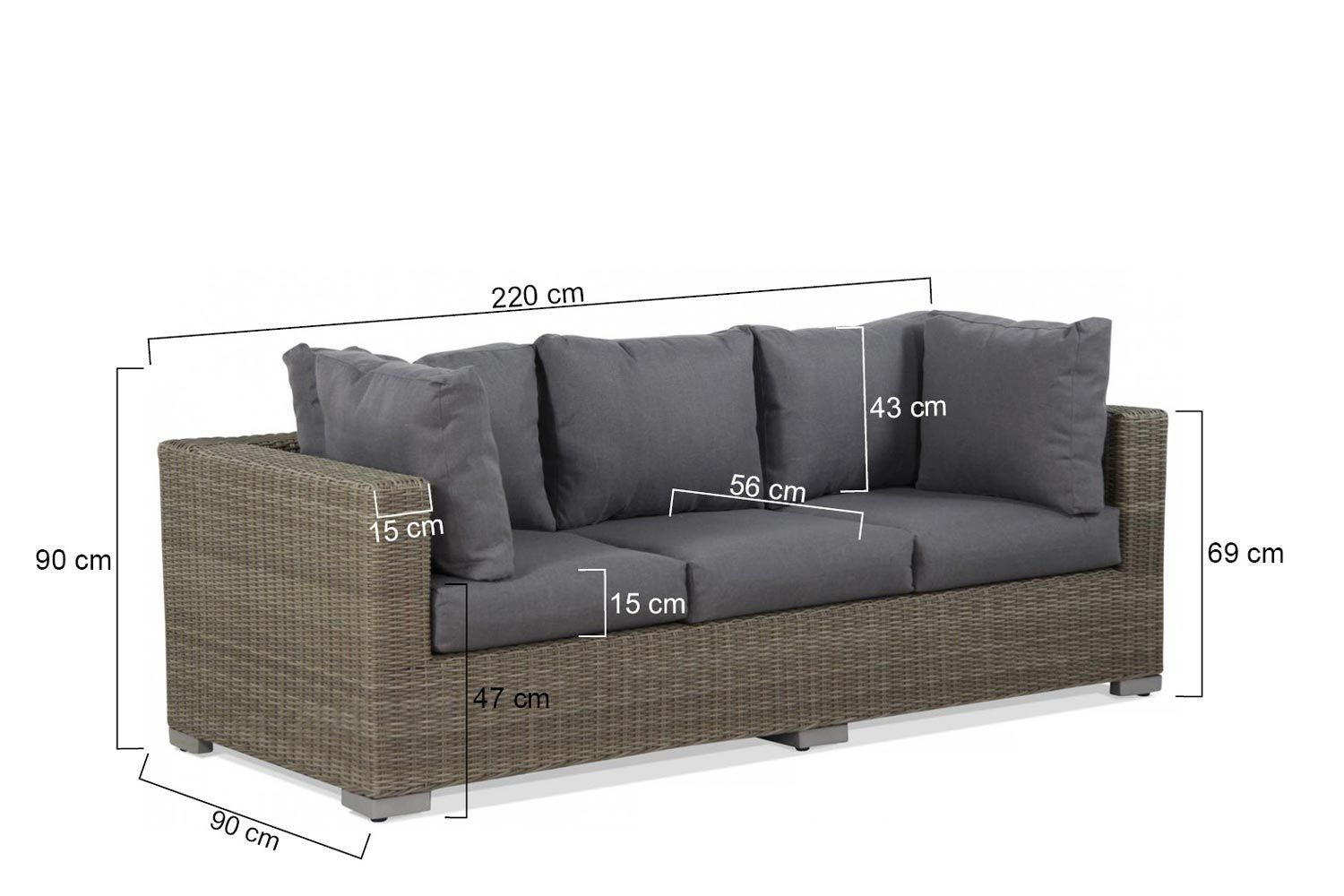 Garden Collections Toronto lounge tuinbank 3-zits