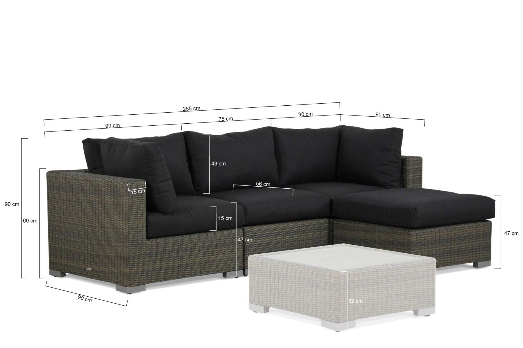 Garden Collections Toronto chaise longue loungeset 5-delig thumbnail