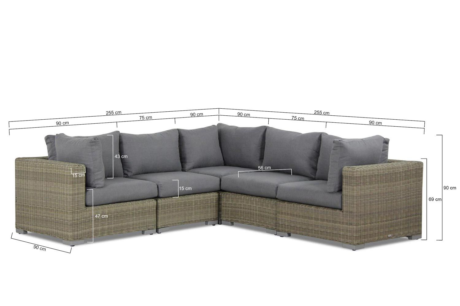 Garden Collections Toronto hoek loungeset 5-delig