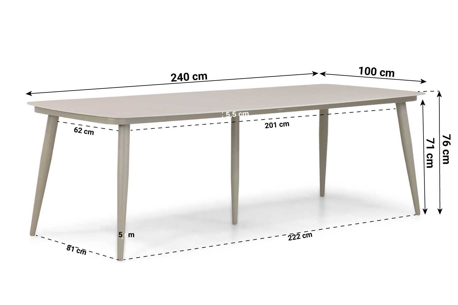 Osmen Joliet/Vienna 240 cm dining tuinset 7-delig